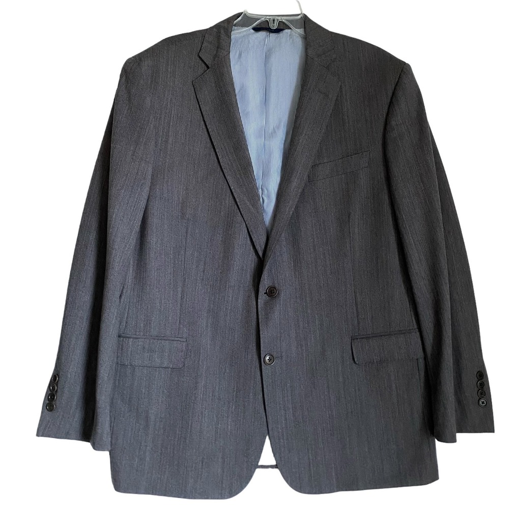 Brooks Brothers Herringbone Wool Blazer 46R Grey Regent Fit Classic Office Wear
